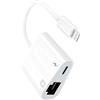 DESOFICON [Certificato Apple MFi] Adattatore da Lightning a Ethernet per iPhone | Adattatore da rete Ethernet a Lightning 2 in 1 LAN con ricarica per iPhone 14/13/Pro Max/12/11/XS/XR/X/8/7/6/5 iPad bianco