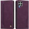 rongki Custodia per Samsung Galaxy M33, Cover in Pelle Sintetica Portafoglio con Slot per Carte, Supporto, Chiusura Magnetica, Antiurto Case per Samsung Galaxy M33, Viola