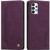 rongki Custodia per Samsung Galaxy A72, Cover in Pelle Sintetica Portafoglio con Slot per Carte, Supporto, Chiusura Magnetica, Antiurto Case per Samsung Galaxy A72, Viola