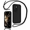 LEHEHE Cover per Honor 90 Lite/Honor X50i con Cordino Regolabile, Custodia Telefono a Tracolla e da Collo TPU Silicone Morbido Antiurto Cover Protezione Fotocamera-Nero