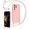 LEHEHE Cover per Huawei P30 PRO con Cordino Regolabile, Custodia Telefono a Tracolla e da Collo TPU Silicone Morbido Antiurto Cover Protezione Fotocamera-Rosa Chiaro