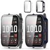 daunke 2 confezioni, custodia per Garmin Venu X1, daunke Ultra Slim Full Cover rigida PC + pellicola temperato integrata, antiurto, antigraffio, robusta e durevole, trasparente + blu