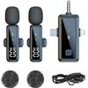 Azonelife Microfono Lavalier Wireless con Display Digitale, Doppio Microfono senza Fili per Video Social, Tre Interfacce, Cavo di Ricarica 1 a 2, Mini Microfoni per Registrazione Vlog Podcast