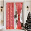 PONY DANCE Tende Natalizie per Porta Finestra 2 Pezzi L60 x A240 cm | Decorazioni, Tende a Vetro, Rosse, Motivo Stampato in Oro, con Tasca, Trasparenti, Leggera, Atmungsaktiv, Sottile