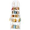 HOOBRO Organizer per Armadio a 3 Ripiani, Porta Borse da Terra | Espositore per Borse e Portafogli con 16 Ganci, per Piccolo Spazio, Soggiorno, Camera da Letto, Bianco e Color Naturale