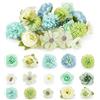 REBECCAGIBSON 22 teste di fiori artificiali in seta verde menta, realistiche rose finte peonie e fiori di ciliegio, mini teste di rosa finte, fiori finti misti, per fermagli per capelli, decorazioni