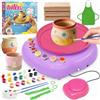 TingingYuli Tornio per Ceramica Bambini 6-12 Anni, Argilla Autoindurente, 12 Colori | Tornio elettrico per principianti: modella, incidi, asciuga 24-48 h e dipingi con strumenti, grembiule, tavolozza e guida