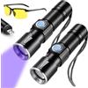 EQULIUS 2 torce UV da 395 nm, 5 W, ricaricabili tramite USB, mini luce nera, lampada LED UV, lampada da sole per animali domestici, controllo delle banconote, ricerca ambra
