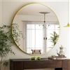 BEAUTYPEAK Specchio rotondo, 75 cm, con cornice in lega di alluminio, vetro HD che può essere appeso, adatto per decorare la casa, il bagno e la toeletta, oro