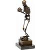 Generic Statua in bronzo con scheletro in piedi contemplazione della morte, 28,4 cm, scultura Memento Mori su base in marmo, arte filosofica classica in vero bronzo