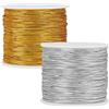 PH PandaHall 2 Rotoli Cordino Elastico Oro e Argento Filo Metallico, 1mm Cordone Decorativo per Creazione di Gioielli Appendini per Decorazioni Natalizie Confezione Regali, 100m/Rotolo