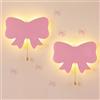 Nuanchu 2 luci notturne con fiocco rosa per ragazze, simpatiche lampade a LED galleggianti per bambini, decorazione per la stanza dei bambini, a batteria o USB, per parete, camera da letto, tavolo