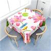 Chickwin Tovaglia Quadrata Antimacchia Impermeabile in Poliestere, Tovaglia da Tavola con Motivo Fiore di Loto 3D, Copritavolo per Cucina, Sala da Pranzo, Fest (200x200cm,Loto Rosa)