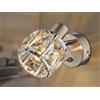 meineWunschleuchte Faretto da parete a 1 luce con interruttore e paralume in vetro di cristallo argento opaco, altezza 12,5 cm