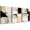 PIGPIGFLY Set di 3 Quadri su Tela 30x40cm, Arte Astratta Stile Inchiostro Nero Beige Grigio, Decorazione Parete