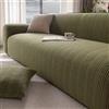 Odot Copridivano 5/4/3/2/1 Posti Elasticizzato, Copridivano Elasticizzato Universale Peluche Ondulato, Copri Divano Antigraffio, Copri Divano con Braccioli Antiscivolo (Verde,5 posti)