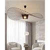 KALRTO Lampadario Vertigo, Lampadario retrò da Soggiorno, Design Semplice E Creativo del Cappello in Tessuto di Fibra di Vetro + Arte del Ferro (Luce Regolabile in Altezza), E27, Massimo 40W 120CM