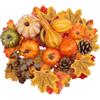 Cuicany 86 Pezzi Halloween Zucche Artificiali Set, Set di Decorazioni Zucche Autunno, Finte Artificiali Foglie di Acero Pigne Ghiande per Raccolto Autunnali decorazioni di Halloween Ringraziamento