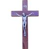 FIDES RELIGIOUS Crocifisso da Parete - Artigianale Made in Italy Cristo e INRI Placcati Argento 999 - Crocifissi da Parete in Legno, Legno Pregiato di Mogano - Cura e Precisione dei dettagli di Gesù - 16,5X9,5cm