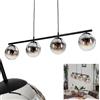 hofstein Lampadario a sospensione Gastor, lampada a sospensione in metallo/vetro in nero/cromato/trasparente, con paralume in vetro (Ø 15 cm), altezza max. 108 cm, 4 lampadine E14, senza lampadina