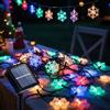 Ninonly Catena Luminosa Esterno Solare, 7M 50 LED Fiocco di Neve Lucine Led Decorative, 8 Modalità Luci di Natale Impermeabili, Addobbi Natalizi per Balcone Matrimonio Feste