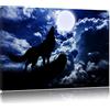 Pixxprint Lupo al Chiaro di Luna Stampa su Tela 120x80 cm Artistica murale