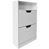 Relaxdays Scarpiera con ripiano, HBT: 102x60x24 cm, per 8 paia, 2 ribalte, ingresso, salvaspazio, moderna, bianca
