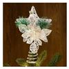 com-four® stella decorativa natalizia, decorazione in metallo con aghi | fiore e bacca - stella bianca da appoggio