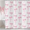 ASDCXZ Rosa Fiocco Tenda da Doccia 180x200 cm, Carino Rosa Estetico Fiocco Bambine Bagno Decorativo Bianco Impermeabile Tenda da Bagno Poliestere Tessuto Lavabile Tende Doccia per Vasca con 12 Ganci