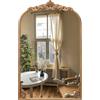 LIFEZEAL Specchio Barocco Vintage da Parete, Specchio Dorato Sospeso, Mirror, Forma di Arco, Antico, con Cornice Metallica Decorativa, per Soggiorno, Corridoio, Ingresso, Bagno (95x66 cm)
