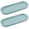 CosyCorner Vassoio da bagno in ceramica per cosmetici, profumi, shampoo e sapone liquido, design semplice per bagno e cucina, 2 pezzi, blu