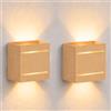 CHEVVY 2 pezzi Applique da Parete LED 7W,Vintage Applique Doppio slot 3000K | Lampada da Parete Moderno Bianco Caldo,Luci da Parete Interno,Luce Up Down per Camera,Soggiorno (Colore quercia chiara)