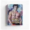 Generico Quadro su Tela Pop 'ROCKY VINTAGE IL FILM #210'- Stampa XL Minimalista Bianco/Nero con Accenti Azzurri - Arredo Murale Luxury Statement per Appartamento Moderno IDEA REGALO Adulto