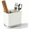 Gsycle Porta Di Bacchette In Plastica, Porta Mestoli Da Cucina Portautensili Scolaposate Portautensili Con Drenaggio Organizer Con 2 Scomparti Porta Posate Cucina Per Le Bacchette Cucchiai Forchette (Bianco)