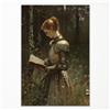 GAINOW Poster da parete Lady Knight Reading In The Forest, dipinto a olio Donna con cavaliere in stile vintage, poster fantasy medievale su tela, immagine Dark Academia con campo di fiori selvatici, 30 x