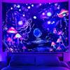 Cyiecw Arazzo da Parete con Luce Nera, Motivo a Funghi e Albero Della vita, Decorazione Fluorescente, Decorazione da Parete per il Soggiorno (200 x 150 cm)