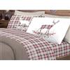 BIANCHERIAWEB Completo Lenzuola Flanella Pensieri Delicati 100% Cotone Disegno Cervo Tartan Singolo Rosso
