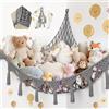 Cutefat Amaca Porta Peluche in Stile Bohémien - Reticolato per Animali di Peluche | con 500L di Capienza, Mensola Murale per Decorazione Cameretta e Organizzazione Sicura dei Giocattoli