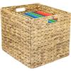 HMF Cestino portaoggetti per cartelle sospese DIN A4 compatibile con scaffale KALLAX, cesto intrecciato in giacinto d'acqua con manici, 33 x 38 x 32 cm, Beige