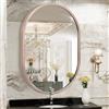 JJUUYOU Specchio da parete ovale con struttura in metallo, specchio circolare da appendere per bagno, specchi da bagno 50 × 40 cm, piccoli specchi da trucco in lega di alluminio per ingresso
