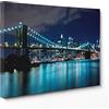 ConKrea Quadro su Tela Canvas - INTELAIATO - Pronto da Appendere - New York City Brooklyn Ponte - Manhattan - USA America NY - 30x40cm - Senza Cornice - (cod.1685)