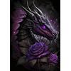 QENSPE 5D Diamond Painting Drago Nero Kit per Diamond Painting Adulti, Rose Drago Pittura Diamante Kit Completo per Bambini, DIY Gemma Arte Decorazione per Casa Pareti 30x40cm
