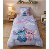 Aymax Stitch e Angel Copripiumino Singolo 140x200 + Federa 65x65 Misto Cotone | Set lenzuola reversibile | Misto cotone asciugatura rapida | Disney Lilo & Stitch | Teen & adulti | Regalo | Idea regalo