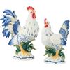 Fitz and Floyd Statuetta in ceramica a forma di gallo e gallina, blu Sicilia, 32 cm e gallina 27 cm
