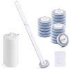 KORVORIA Scopino WC Usa e Getta, Set di Toilet Brush con 18 Ricariche Detergenti | Manico e Supporto, Spazzola WC Monouso a Parete, Adatto per Vasca da Bagno, Lavandino e Bagno