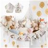 Cutefat Amaca Porta Peluche in Stile Bohémien,Reticolato Bianco | per Animali di Peluche con 500L di Capienza, Mensola Murale per Decorazione Cameretta e Organizzazione Sicura dei Giocattoli