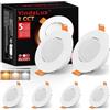 YindaLux Faretto LED da incasso 230V Dimmerabile IP44 5W Ultrasottile, Foro incasso 68-80 mm, 3000K/4000K/6000K, Orientabile 45°, Faretti da soffitto per Bagno Soggiorno Bianco, Set da 6