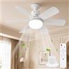 AKOFIC Ventilatore da Soffitto con Luce, LED Lampadario con Ventilatore a Soffitto | Plafoniera con Ventilatore, Telecomando, 6 Pale, E27, Moderni, Piccolo, Silenzioso, Timer, 3 Velocità, per Camera, 40W, 52 cm