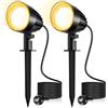 MEIKEE Illuminazione da giardino, 7 W, luce bianca calda, 2700 K, 500 lm, IP66, impermeabile, con picchetto, ideale per esterni, giardino, terrazza, albero, 2 pezzi