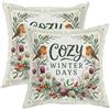 Generic Cozy Winter Robin - Set di 2 federe per cuscino, 30,5 x 30,5 cm | Federe per cuscini, tema bosco, illustrazione botanica, decorazione rustica, stile fattoria, accenti stagionali